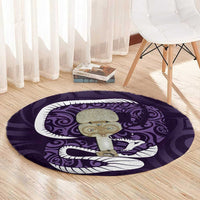 Purple New Zealand Eel Round Carpet Aotearoa Maori Tuna With Kotiate Weapon LT14 - Polynesian Pride