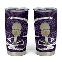 Purple New Zealand Eel Tumbler Cup Aotearoa Maori Tuna With Kotiate Weapon
