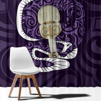 Purple New Zealand Eel Window Curtain Aotearoa Maori Tuna With Kotiate Weapon