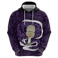 Purple New Zealand Eel Zip Hoodie Aotearoa Maori Tuna With Kotiate Weapon