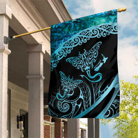 New Zealand Stingray Garden Flag Aotearoa Whai With Maori Paua Shell LT14 House Flag Turquoise - Polynesian Pride