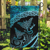 New Zealand Stingray Garden Flag Aotearoa Whai With Maori Paua Shell LT14 Garden Flag Turquoise - Polynesian Pride