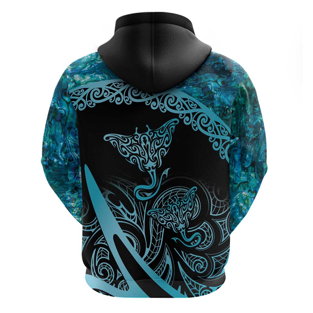 New Zealand Stingray Hoodie Aotearoa Whai With Maori Paua Shell