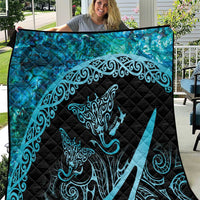 New Zealand Stingray Quilt Aotearoa Whai With Maori Paua Shell LT14 Turquoise - Polynesian Pride
