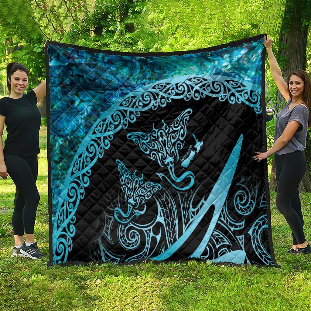 New Zealand Stingray Quilt Aotearoa Whai With Maori Paua Shell LT14 - Polynesian Pride
