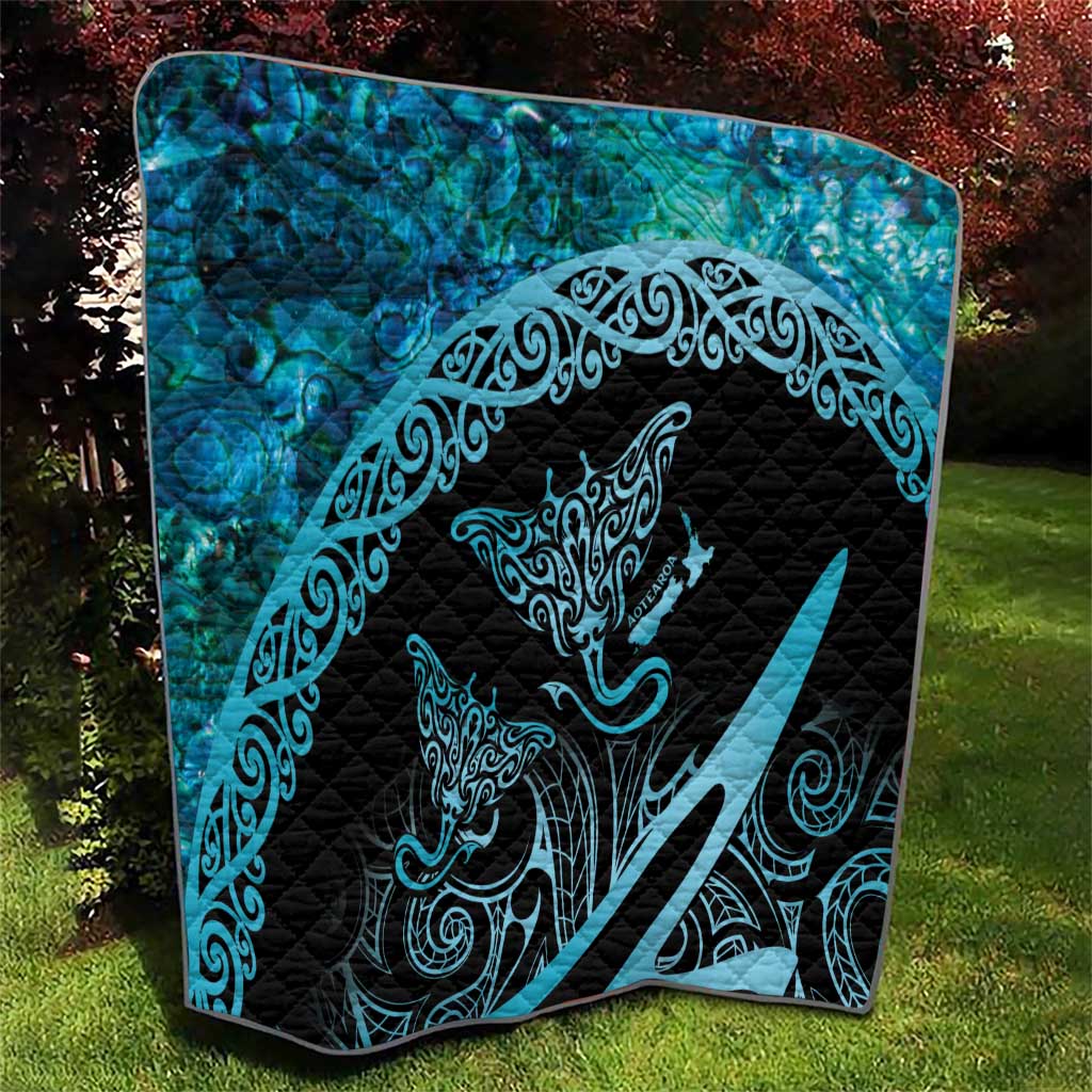 New Zealand Stingray Quilt Aotearoa Whai With Maori Paua Shell LT14 - Polynesian Pride