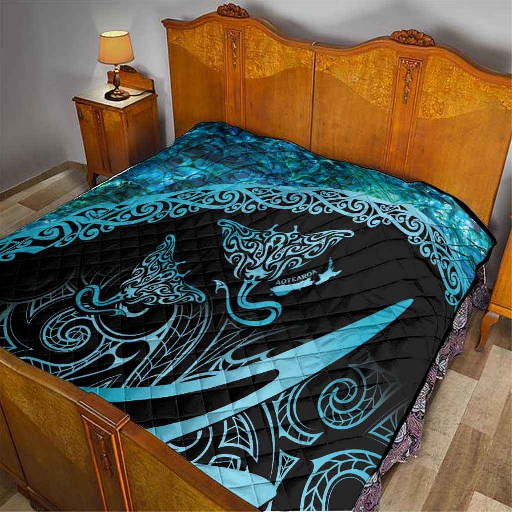 New Zealand Stingray Quilt Aotearoa Whai With Maori Paua Shell LT14 - Polynesian Pride
