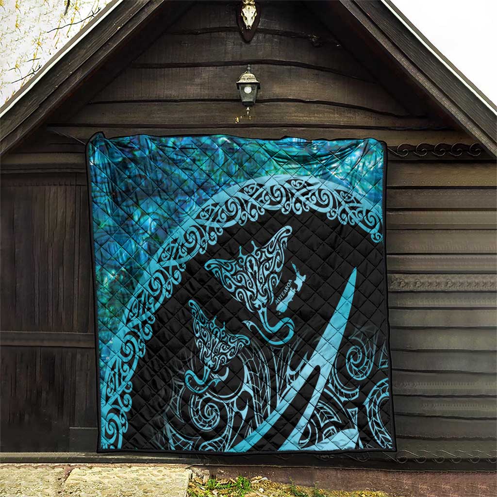 New Zealand Stingray Quilt Aotearoa Whai With Maori Paua Shell LT14 - Polynesian Pride