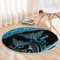 New Zealand Stingray Round Carpet Aotearoa Whai With Maori Paua Shell LT14 - Polynesian Pride