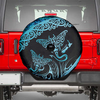 New Zealand Stingray Spare Tire Cover Aotearoa Whai With Maori Paua Shell LT14 - Polynesian Pride