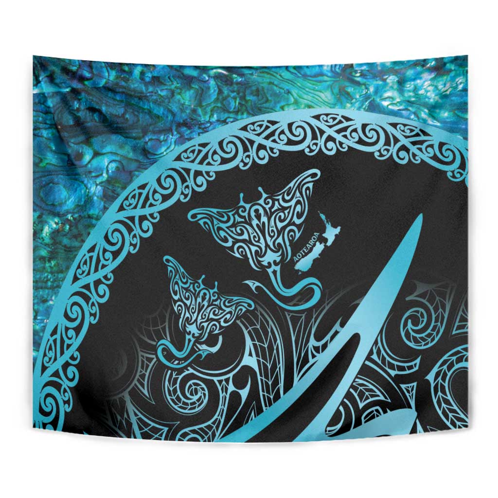 New Zealand Stingray Tapestry Aotearoa Whai With Maori Paua Shell LT14 - Polynesian Pride