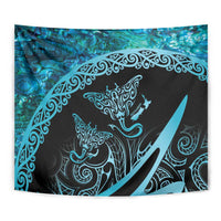 New Zealand Stingray Tapestry Aotearoa Whai With Maori Paua Shell LT14 - Polynesian Pride