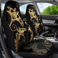 Black And Gold Aotearoa Whai Car Seat Cover NZ Stingrays Maori Curves Style LT14 - Polynesian Pride