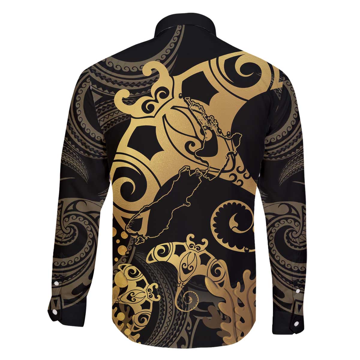 Black And Gold Aotearoa Whai Family Matching Off Shoulder Short Dress and Hawaiian Shirt NZ Stingrays Maori Curves Style LT14 - Polynesian Pride
