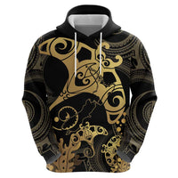 Black And Gold Aotearoa Whai Hoodie NZ Stingrays Maori Curves Style