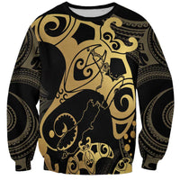 Black And Gold Aotearoa Whai Sweatshirt NZ Stingrays Maori Curves Style