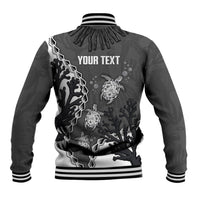 Personalized Black Coral Hawaii Baseball Jacket Ekaha Ku Moana Honu Sea Turtle LT14 - Polynesian Pride