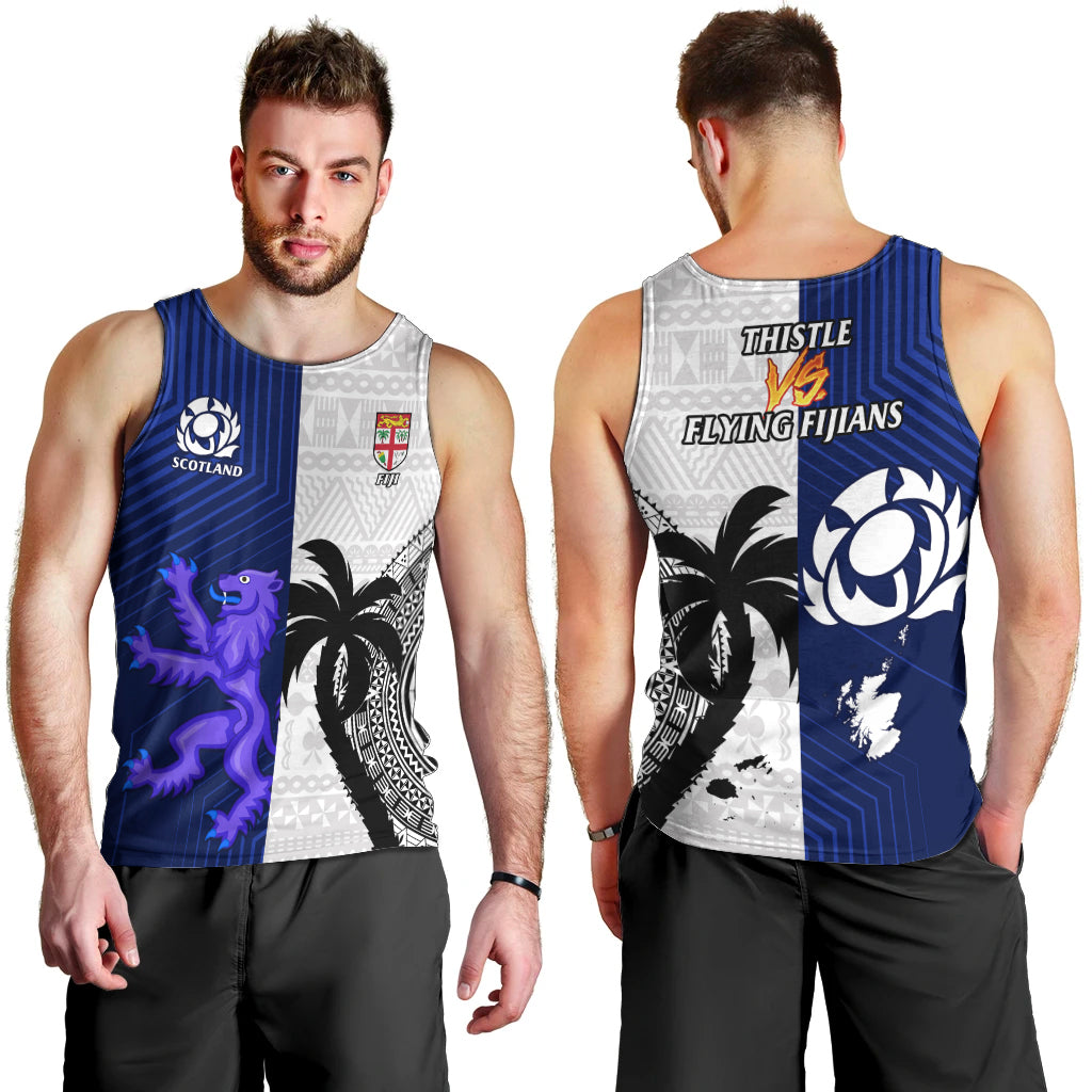 Fiji And Scotland Rugby Men Tank Top Fijian Tapa Pattern With Thistle LT14 - Polynesian Pride