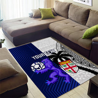 Custom Fiji And Scotland Rugby Area Rug Fijian Tapa Pattern With Thistle LT14 - Polynesian Pride