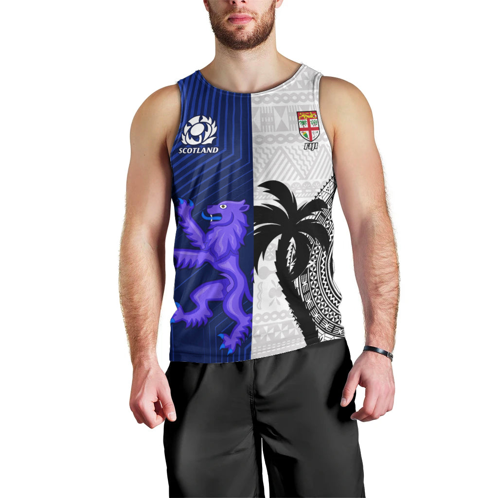 Custom Fiji And Scotland Rugby Men Tank Top Fijian Tapa Pattern With Thistle LT14 - Polynesian Pride