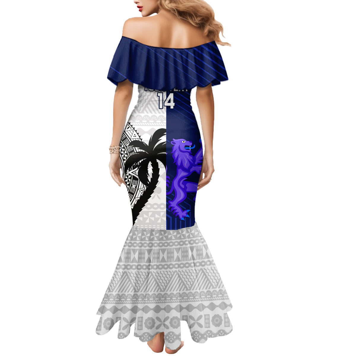 Custom Fiji And Scotland Rugby Mermaid Dress Fijian Tapa Pattern With Thistle LT14 - Polynesian Pride