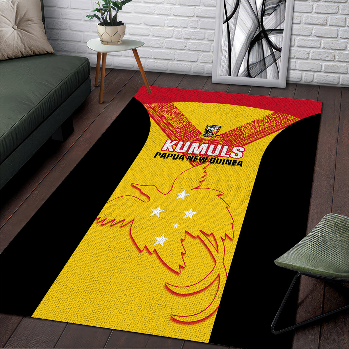 Custom Papua New Guinea Rubgby Area Rug Pacific 2023 Go PNG Kumuls LT14 Yellow - Polynesian Pride