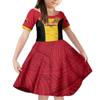 Custom Papua New Guinea Rubgby Kid Short Sleeve Dress Pacific 2023 Go PNG Kumuls LT14 KID Yellow - Polynesian Pride