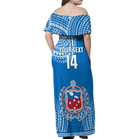Custom Samoa Rugby Family Matching Off Shoulder Maxi Dress and Hawaiian Shirt Pacific 2023 Go Toa Samoa LT14 - Polynesian Pride