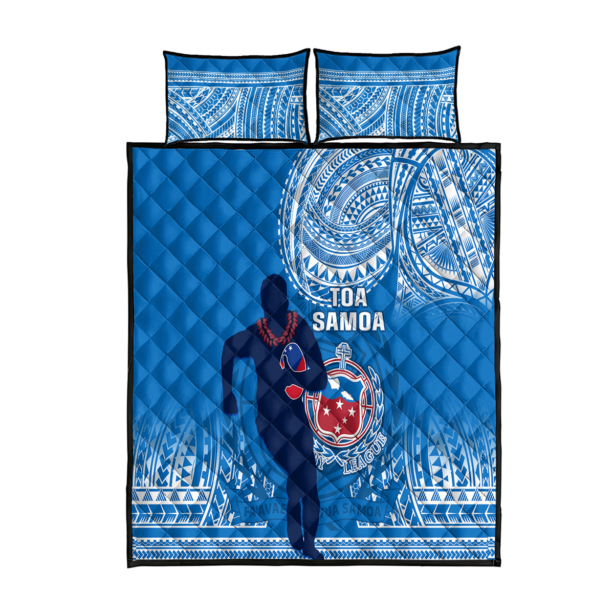 Samoa Rugby Quilt Bed Set Pacific 2023 Go Toa Samoa LT14 Blue - Polynesian Pride