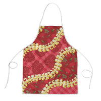 Red Palaka Hawaii Mele Kalikimaka Apron Ohia Lehua Monstera Puakenikeni Lei - Polynesian Pride