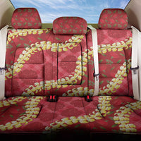 Red Palaka Hawaii Mele Kalikimaka Back Car Seat Cover Ohia Lehua Monstera Puakenikeni Lei - Polynesian Pride