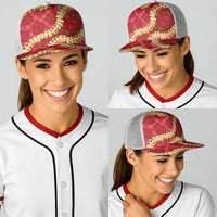 Red Palaka Hawaii Mele Kalikimaka Baseball Net Cap Ohia Lehua Monstera Puakenikeni Lei - Polynesian Pride