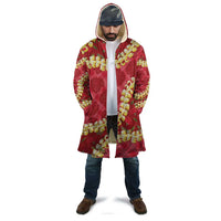 Red Palaka Hawaii Mele Kalikimaka Cloak Ohia Lehua Monstera Puakenikeni Lei - Polynesian Pride