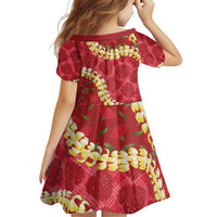 Red Palaka Hawaii Mele Kalikimaka Family Matching Puletasi and Hawaiian Shirt Ohia Lehua Monstera Puakenikeni Lei - Polynesian Pride