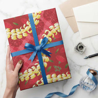 Red Palaka Hawaii Mele Kalikimaka Wrapping Paper Ohia Lehua Monstera Puakenikeni Lei - Polynesian Pride