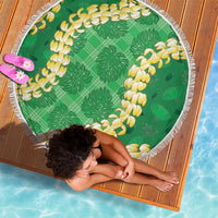 Green Palaka Hawaii Mele Kalikimaka Beach Blanket Ohia Lehua Monstera Puakenikeni Lei - Polynesian Pride