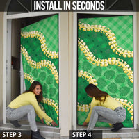 Green Palaka Hawaii Mele Kalikimaka Door Cover Ohia Lehua Monstera Puakenikeni Lei - Polynesian Pride