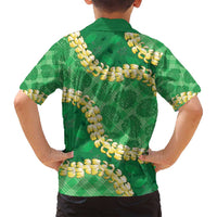 Green Palaka Hawaii Mele Kalikimaka Family Matching Puletasi and Hawaiian Shirt Ohia Lehua Monstera Puakenikeni Lei - Polynesian Pride
