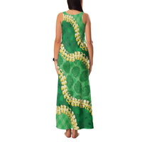 Green Palaka Hawaii Mele Kalikimaka Family Matching Tank Maxi Dress and Hawaiian Shirt Ohia Lehua Monstera Puakenikeni Lei - Polynesian Pride