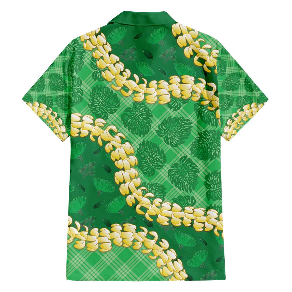 Green Palaka Hawaii Mele Kalikimaka Hawaiian Shirt Ohia Lehua Monstera Puakenikeni Lei - Polynesian Pride