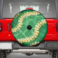 Green Palaka Hawaii Mele Kalikimaka Spare Tire Cover Ohia Lehua Monstera Puakenikeni Lei - Polynesian Pride