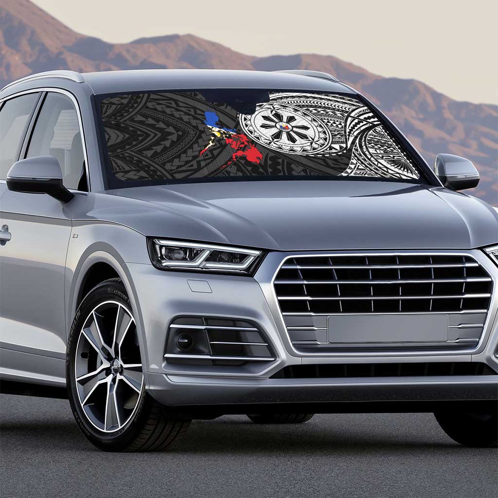 Philippines Strong Auto Sun Shade Filipino Map Polynesian Tattoo - Polynesian Pride