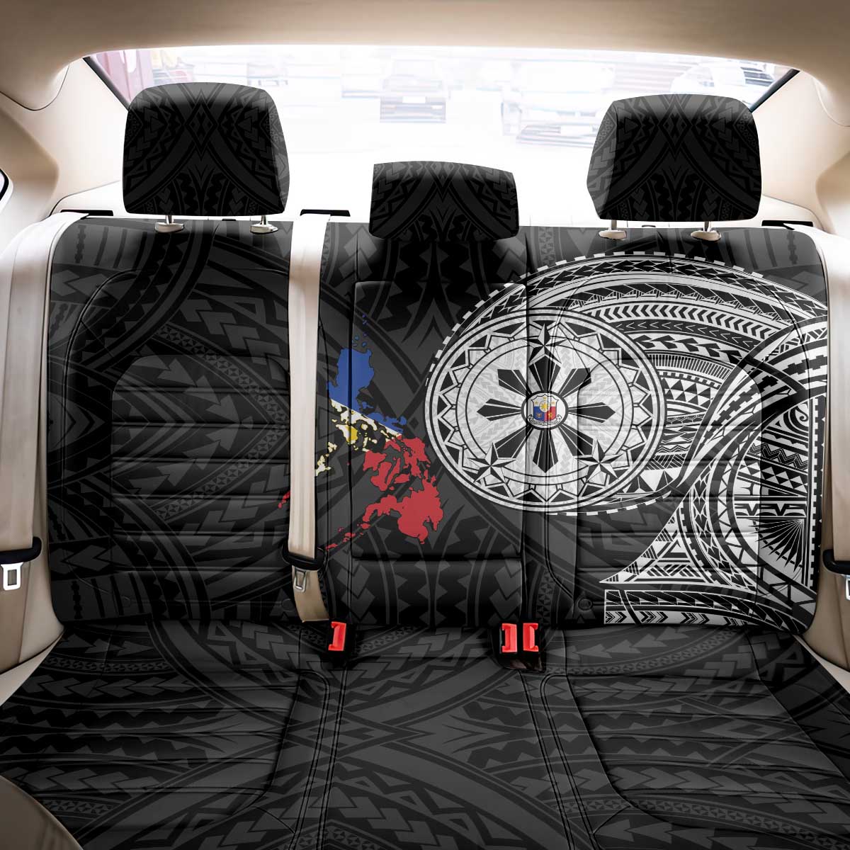 Philippines Strong Back Car Seat Cover Filipino Map Polynesian Tattoo - Polynesian Pride