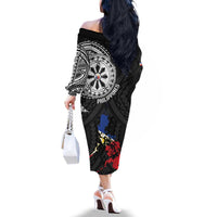Philippines Strong Family Matching Off The Shoulder Long Sleeve Dress and Hawaiian Shirt Filipino Map Polynesian Tattoo - Polynesian Pride