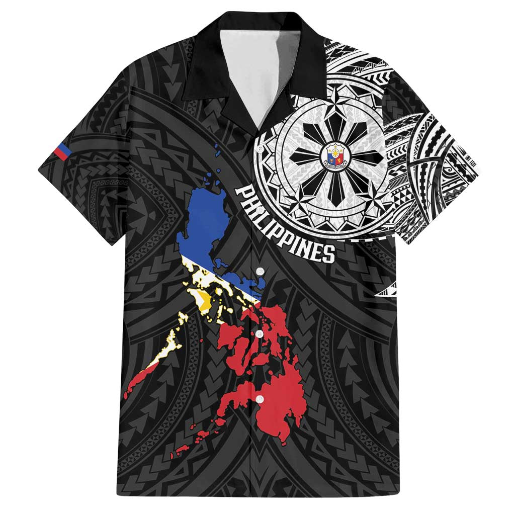 Philippines Strong Family Matching Off Shoulder Short Dress and Hawaiian Shirt Filipino Map Polynesian Tattoo - Polynesian Pride