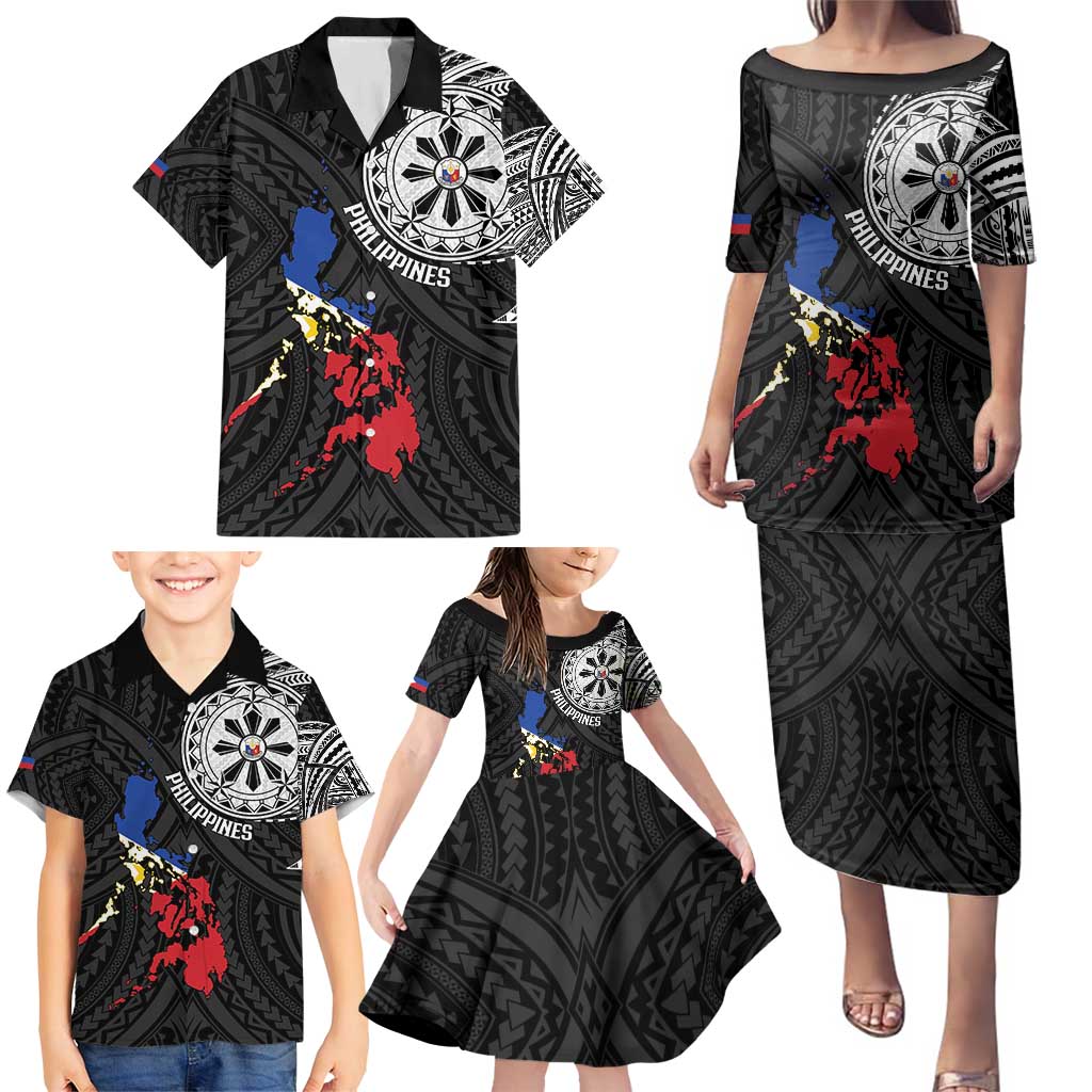 Philippines Strong Family Matching Puletasi and Hawaiian Shirt Filipino Map Polynesian Tattoo - Polynesian Pride