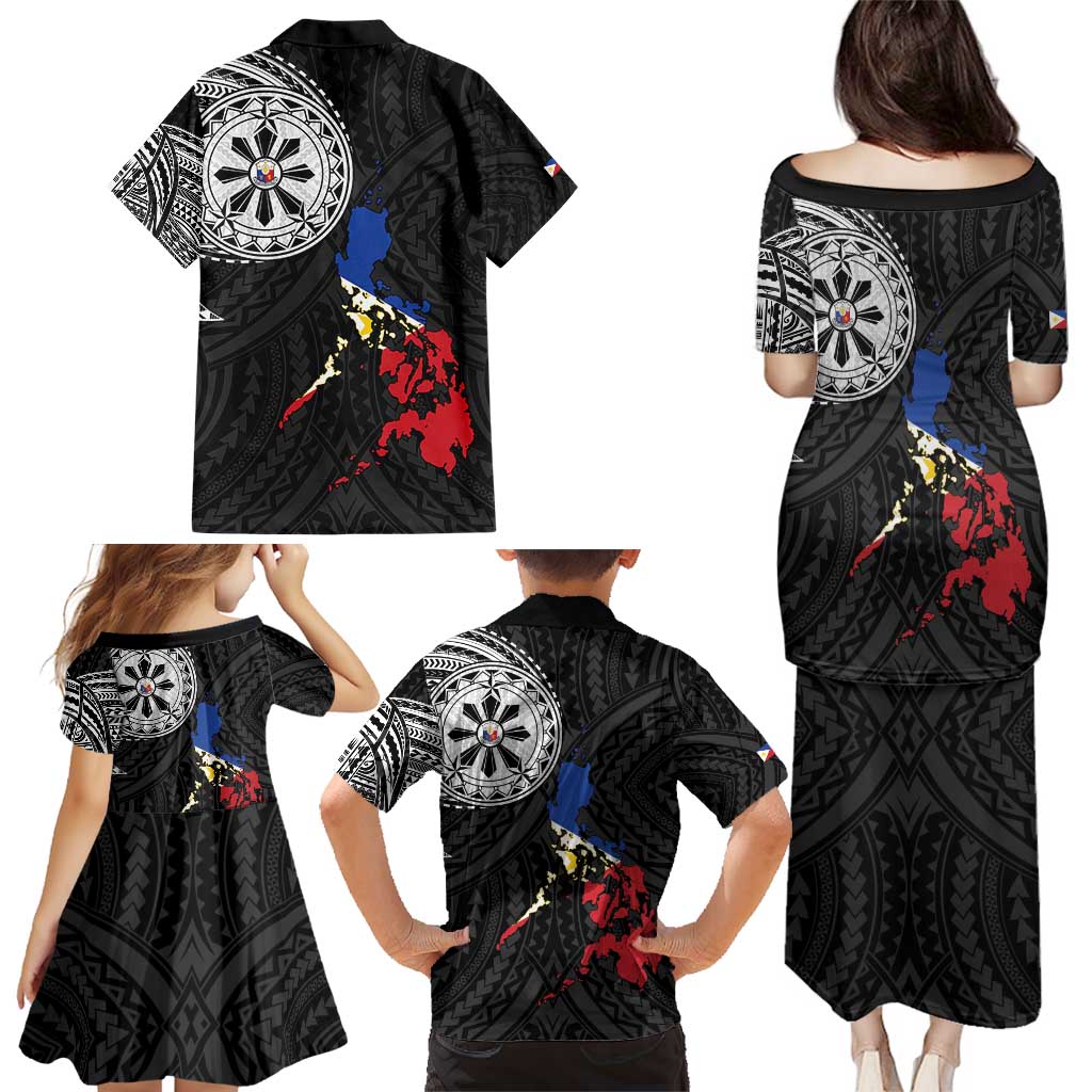 Philippines Strong Family Matching Puletasi and Hawaiian Shirt Filipino Map Polynesian Tattoo - Polynesian Pride