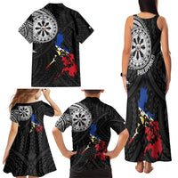 Philippines Strong Family Matching Tank Maxi Dress and Hawaiian Shirt Filipino Map Polynesian Tattoo - Polynesian Pride