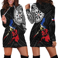 Philippines Strong Hoodie Dress Filipino Map Polynesian Tattoo - Polynesian Pride
