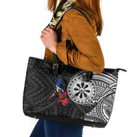 Philippines Strong Leather Tote Bag Filipino Map Polynesian Tattoo - Polynesian Pride